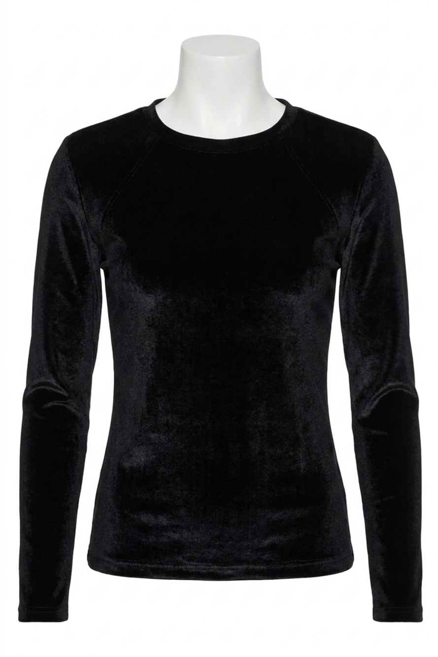 NEW LANHTROPY bond velveteen top in black